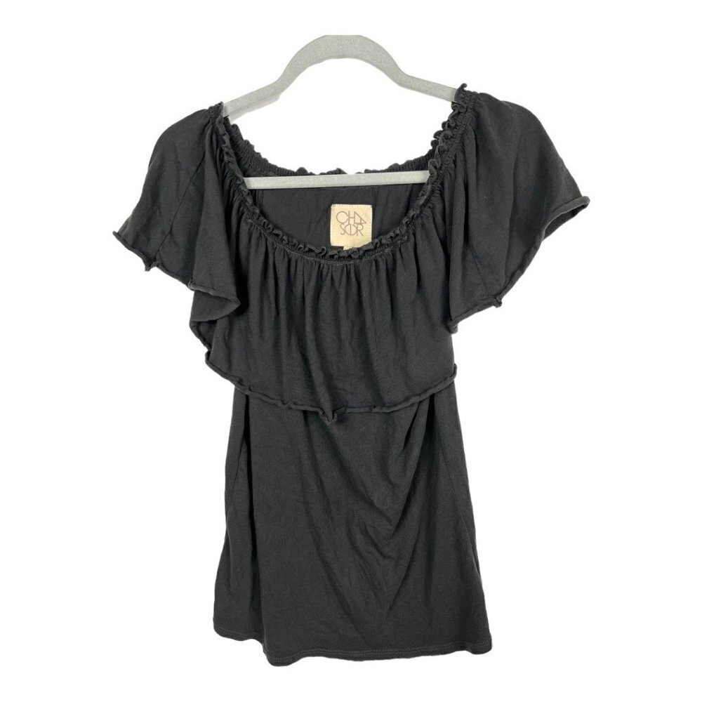 Chaser gray top ruffle neck women’s‎ size small